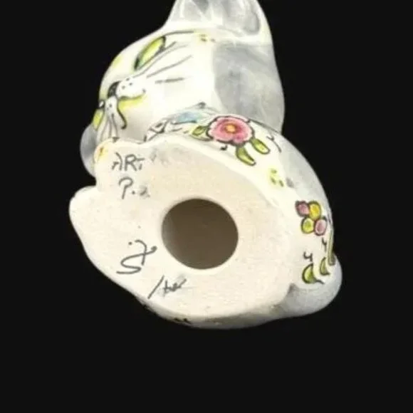 Vintage Italy Artisan Hand Painted Porcelain Cat Figurine Statue Signed - Picture 10 of 10